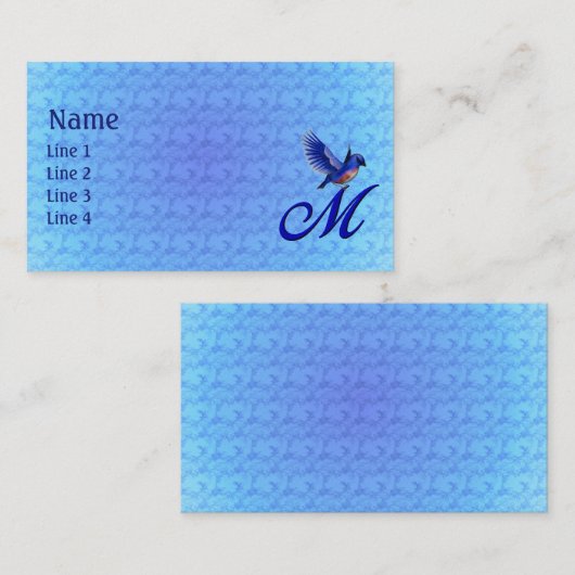 Blaue Elegante Monogramm-Initiale M Visitenkarte (Vorne/Hinten)