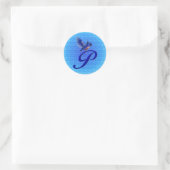 Blaue Elegante Monogramm-Initiale P Runder Aufkleber (Tasche)