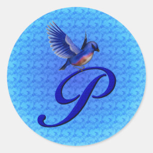 Blaue Elegante Monogramm-Initiale P Runder Aufkleber