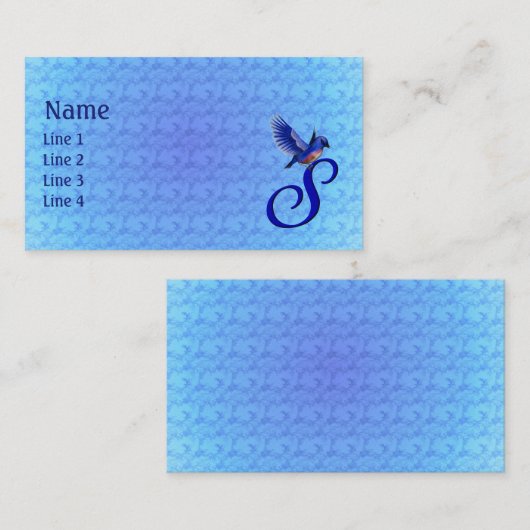 Blaue Elegante Monogramm-Initiale S Visitenkarte (Vorne/Hinten)