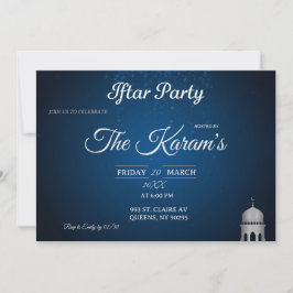 Blaue elegante Moschee Ramadan Iftar-Party-Einladu Einladung