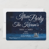 Blaue elegante Moschee Ramadan-Iftar-Party Einladung (Vorderseite)
