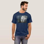 Blaue Elegante Pop Art Lion Kopfvorlage T-Shirt (Vorne ganz)