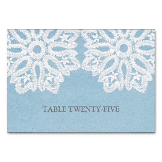Blaue elegante Spitzentafel Tischnummer (Vorderseite)