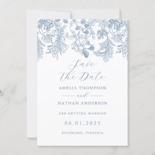 Blaue elegante Vintage-Hochzeit Bewahre das Datum Save The Date