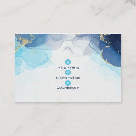 Blaue elegante Visitenkarte für Massage (Rückseite)