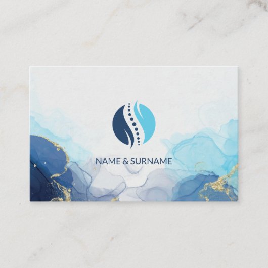 Blaue elegante Visitenkarte für Massage (Vorderseite)