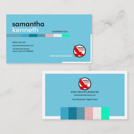 Blaue Eleganz moderner kreativer CEO-Vorsitzender Visitenkarte (Vorne/Hinten)