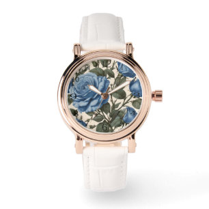 Blaue Eleganz: Vintage Rose der Provinz im Blut Armbanduhr