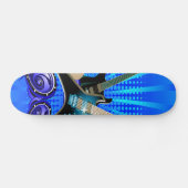 Blaue elektrische Gitarren, Trommeln u. Skateboard (Horizontal)
