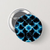 Blaue elektrische Synapse Wiederholungsmuster Button (Vorne & Hinten)