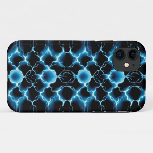 Blaue elektrische Synapse Wiederholungsmuster Case-Mate iPhone Hülle (Rückseite (Horizontal))