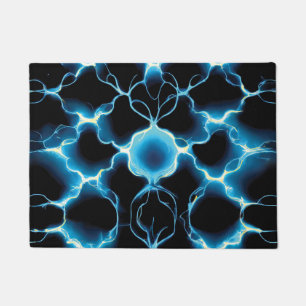 Blaue elektrische Synapse Wiederholungsmuster Fußmatte