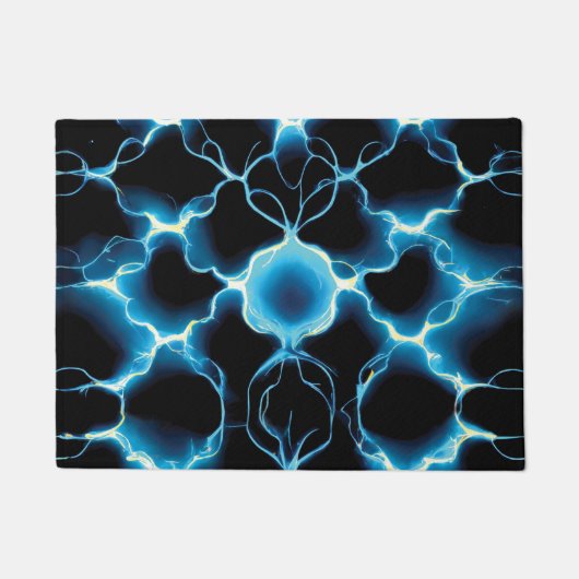 Blaue elektrische Synapse Wiederholungsmuster Fußmatte (Vorderseite)