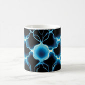 Blaue elektrische Synapse Wiederholungsmuster Kaffeetasse (Mittel)