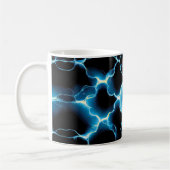 Blaue elektrische Synapse Wiederholungsmuster Kaffeetasse (Links)
