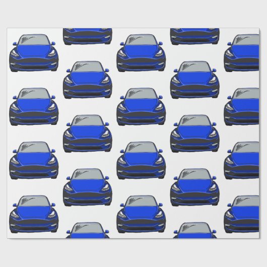 Blaue Elektrofahrzeug SUV Auto Geschenkpapier (Flach)