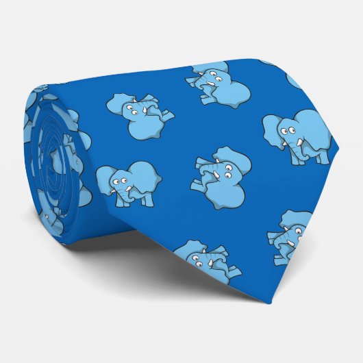 Blaue Elephant-Cartoon-Muster-Krawatte Krawatte (Gerollt)