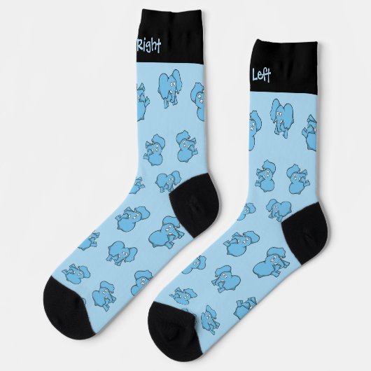 Blaue Elephant Cartoon Pattern Socks Socken (Linkes Detail)