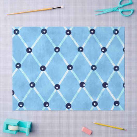 Blaue Elfenbein-Gitter-Studien-Funky-Muster-Decoup Seidenpapier (Basteln)