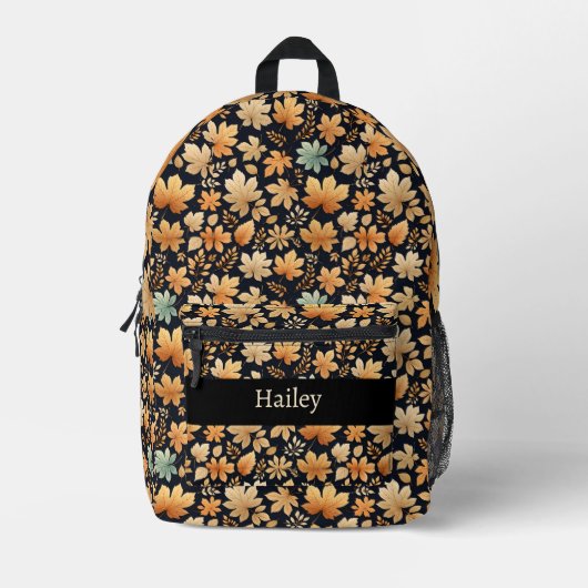 Blaue Elfenbein-Herbstblätter Bedruckter Rucksack (Vorderseite)