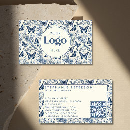 Blaue Elfenbein-Toile-de-Jouy- individuelles Logo  Visitenkarte