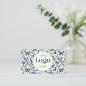 Blaue Elfenbein-Toile-de-Jouy- individuelles Logo  Visitenkarte (Stehend Vorderseite)