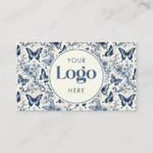 Blaue Elfenbein-Toile-de-Jouy- individuelles Logo  Visitenkarte (Vorderseite)
