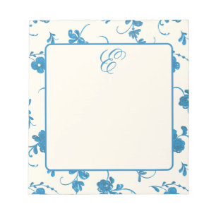 Blaue Elfenbein-Vintage-Eleganz mit Monogramm Notizblock