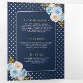 Blaue Elfenbeinblütenblütenblüte - alle in einer M Dreifach Gefaltete Einladung (Innen Erste Seite)