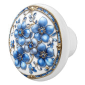 Blaue Emaille Blume Goldweine & Sapphires Keramikknauf (Rechts)