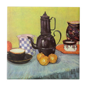 Blaue Emaille-Kaffeekanne von Vincent van Gogh Fliese