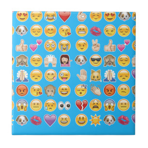 blaue Emoji Fliese