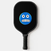 Blaue Emoji wütend und grüne Augen Pickleball Schläger (Rückseite)