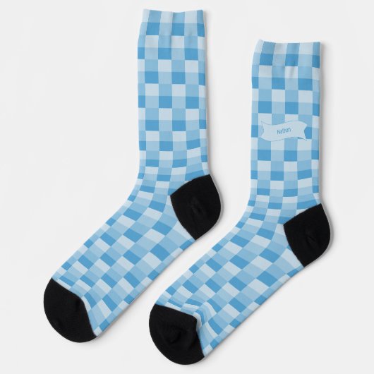 Blaue Engel-Farbkombination Socken (Linkes Detail)