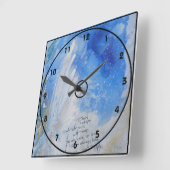Blaue Engelflügel, sanft präsentiert Aquarellfarbe Quadratische Wanduhr (Winkel)