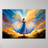 Blaue Engelmalerei Starter mit Wind Poster (Vorne)