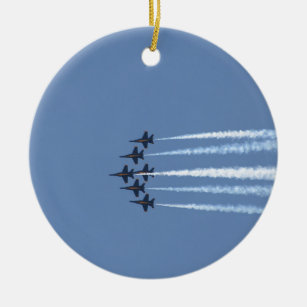Blaue Engels-Jets Keramik Ornament
