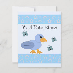 Blaue Ente und Schmetterlings-Baby-Party Einladung