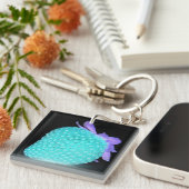 Blaue Erdbeere auf niedliche schwarze Beere Schlüsselanhänger (Vorderseite rechts)