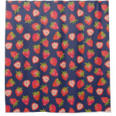 Blaue Erdbeermuster Duschvorhang (Vorderseite)