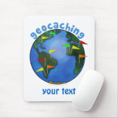 Blaue Erde mit Flaggen Geocaching Gewohnheit Mousepad (Mit Mouse)