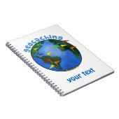 Blaue Erde mit Flaggen Geocaching Gewohnheit Notizblock (Rechte Seite)