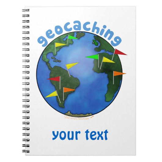 Blaue Erde mit Flaggen Geocaching Gewohnheit Notizblock (Vorderseite)