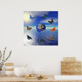 Blaue Erde Schmetterlinge Poster