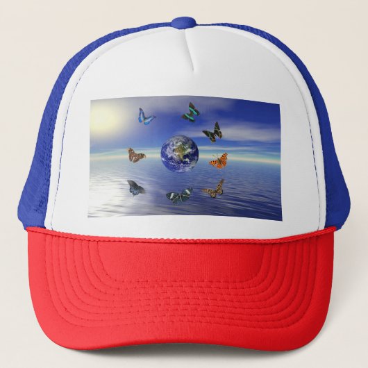Blaue Erde Schmetterlinge Truckerkappe (Vorderseite)