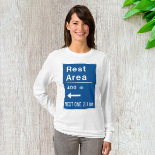 Blaue Erholung Gebiet Road Signage Womens Long Sle T-Shirt
