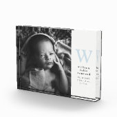 Blaue erste einfache Geburtsankündigung Fotoblock (Rechts)