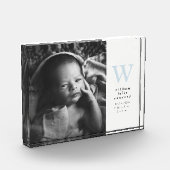 Blaue erste einfache Geburtsankündigung Fotoblock (Links)