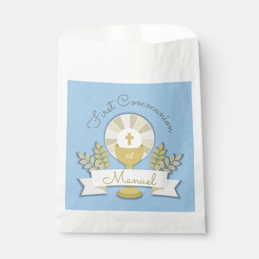 Blaue Erste Heilige Kommunion Geschenktütchen (Vorderseite)